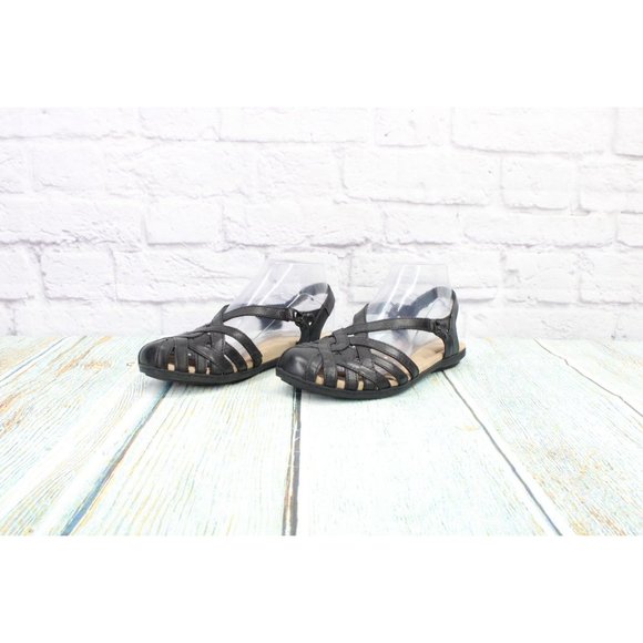 Earth Origins Belle Brielle Black Leather Slingback Comfort Sandals Size 7.5 M - Picture 2 of 9